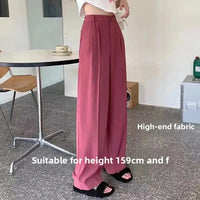 High Waist Wide Leg Thin Suit Pants Women's Loose Fitting Casual Floor Length Trousers Straight Cut Slimming Effect