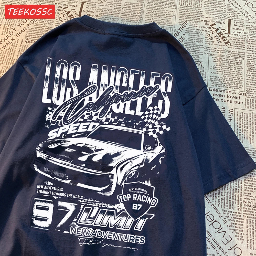 Cool Racing Cars Printed Short Sleeve Breathable Fashion T Shirts Breathable Streetwear Clothing Everyday Cartoon T-Shirt