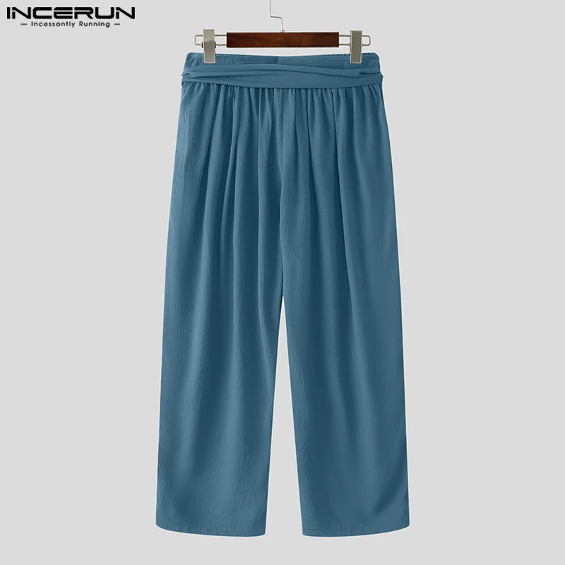 Fashion INCERUN Summer Spring Men Casual Pants Harem Pant Pleated Long Trousers Streetwear Oversize Men's Clothing S-5XL