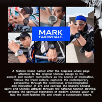 Mark Fairwhale 6014 Brand Rubber Strap Waterproof Luminous Men's Automatic Mechanical Watch Barrel Shape Watches for Men