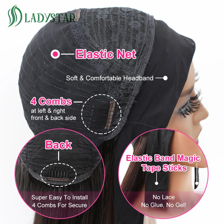 Brazilian Straight Hair Headband Wig Remy Human Hair Wigs For Women Scarf Wig Straight Hair Wigs With Headband