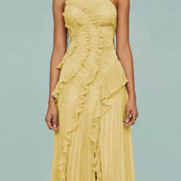 Elegant Purple Halter A Line Prom Gowns Ruffles Tiered Backless Party Gown Summer Vacation Chiffon Long Evening Dress