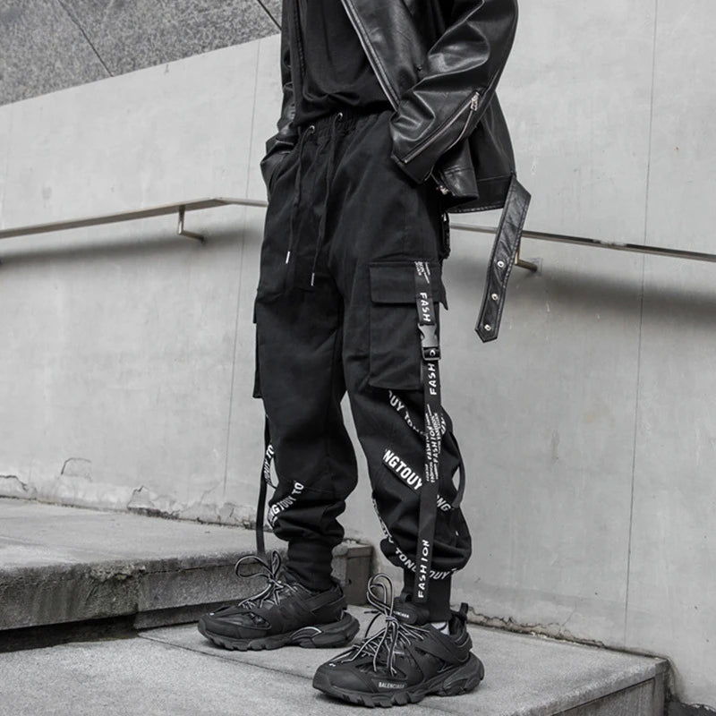 Harajuku Fashion Techwear Men's Cargo Pants Hip Hop Punk Male Clothing Streetwear Joggers High Street Holiday Casual Trousers