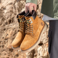 Autumn Winter Velvet Platform Boots for Men Designer Soft-soled Cow Suede Work Shoes Man Fashion Non-slip Yellow Ankle Boot Male