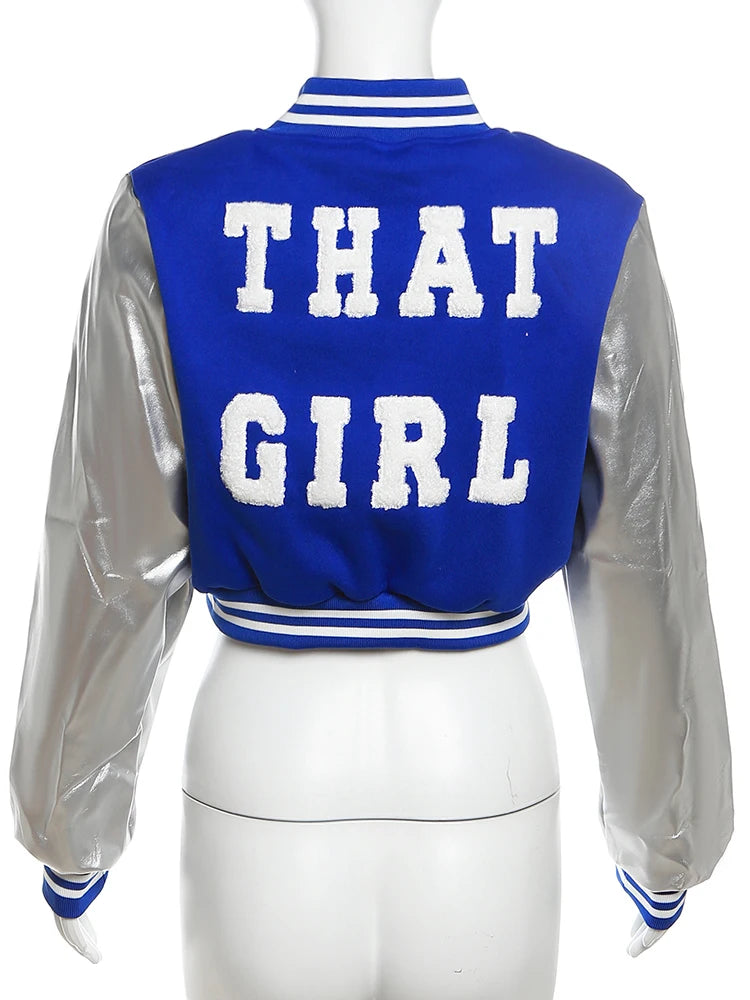 Kliou Letter Shape Patchwork Coats Women Casual Classic Panelled Long Sleeve Single Breasted Croped Jacket Female Street Outwear