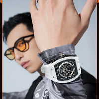 Mark Fairwhale 6014 Brand Rubber Strap Waterproof Luminous Men's Automatic Mechanical Watch Barrel Shape Watches for Men