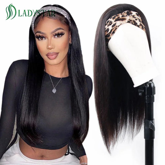 Brazilian Straight Hair Headband Wig Remy Human Hair Wigs For Women Scarf Wig Straight Hair Wigs With Headband