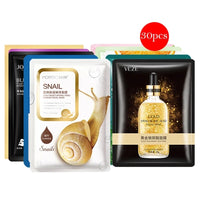 30pcs BIOAQUA skincare Face Masks Women Face skin care Sheet Mask Moisturizing Anti-wrinkle Hydrating Snail Korean Facial Mask