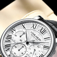 Fashion Mens Watches Top Brand Luxury Genuine Leather Strap Quartz Men's Watch Business Casual Date Chronograph Watch Men