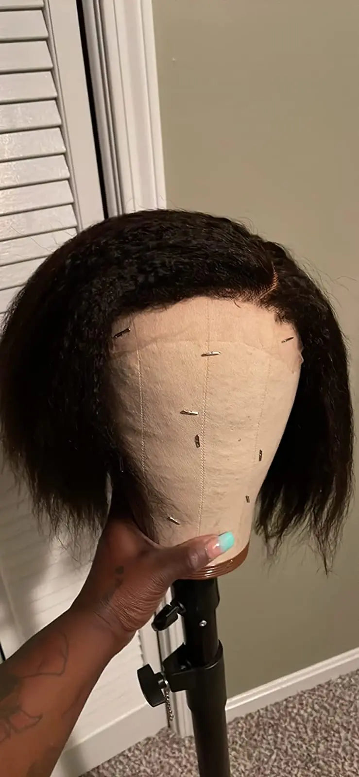 Kinky Straight Short Bob Human Hair Wigs for Women 13x4 Transparent Lace Frontal Peruvain Remy Hair Soft Yaki Straight Bob Wig