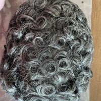 Q6  Swiss Lace Front&Pu Natural Hairline 1B40 1B65 Gray Black Men Toupee 24mm Curly Male Wigs Ash Blonde Human Hair Prosthesi