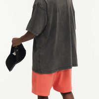 Summer men's washed T-shirt women's cotton loose round neck oversized T-shirt men's Korean Y2k top casual retro