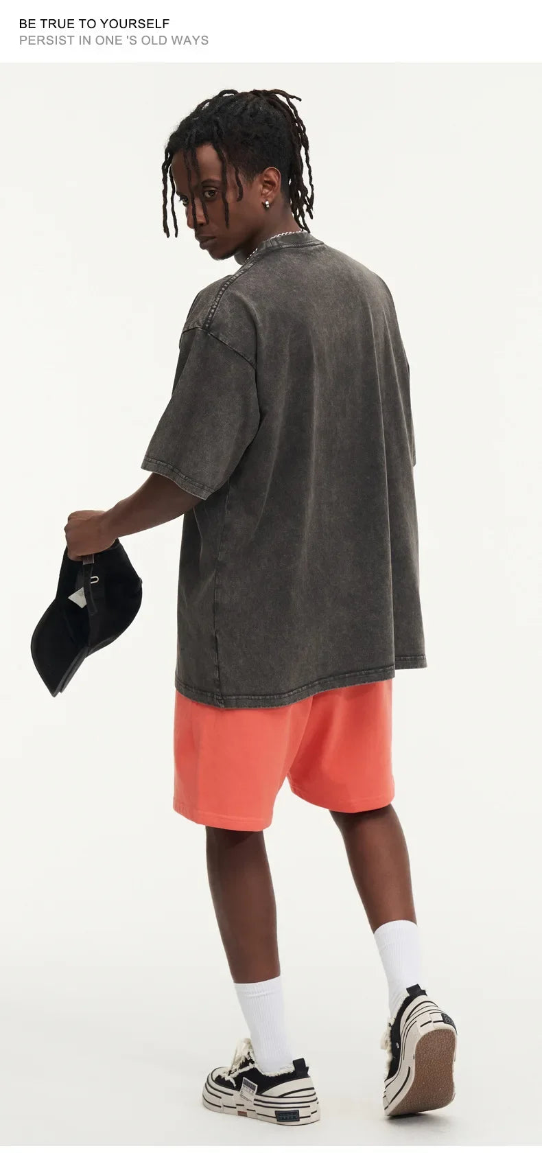 Summer men's washed T-shirt women's cotton loose round neck oversized T-shirt men's Korean Y2k top casual retro