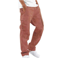 2025new men's workwear pants, European and American men's loose straight casual pants, men's workwear pocket pants