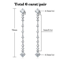 FEOBUR 3/6cttw Full Moissanite Drop Earrings for Women 925 Sterling Silver Lab Diamond Long Earring Bridal Wedding Jewelry GRA