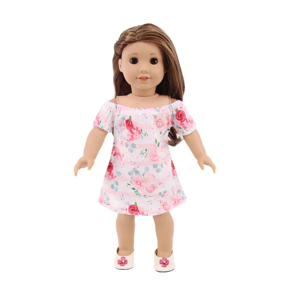 Baby Girls Dress Dolls Clothes Daily Fashion Dress For 18 inch American Doll Girl's Accessories 43Cm Baby Reborn,Generation Gift