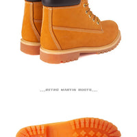 Unisex Leather Round Toe Thick Sole Safety Boots Casual Genuine Leather Quality Boots For Women Men