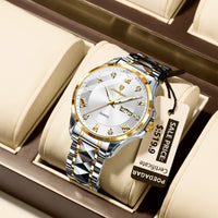 POEDAGAR Luxury Casual Man Watch Waterproof Luminous Date Week Quartz Men's Watches Stainless Steel Fashion Sport Men Wristwatch