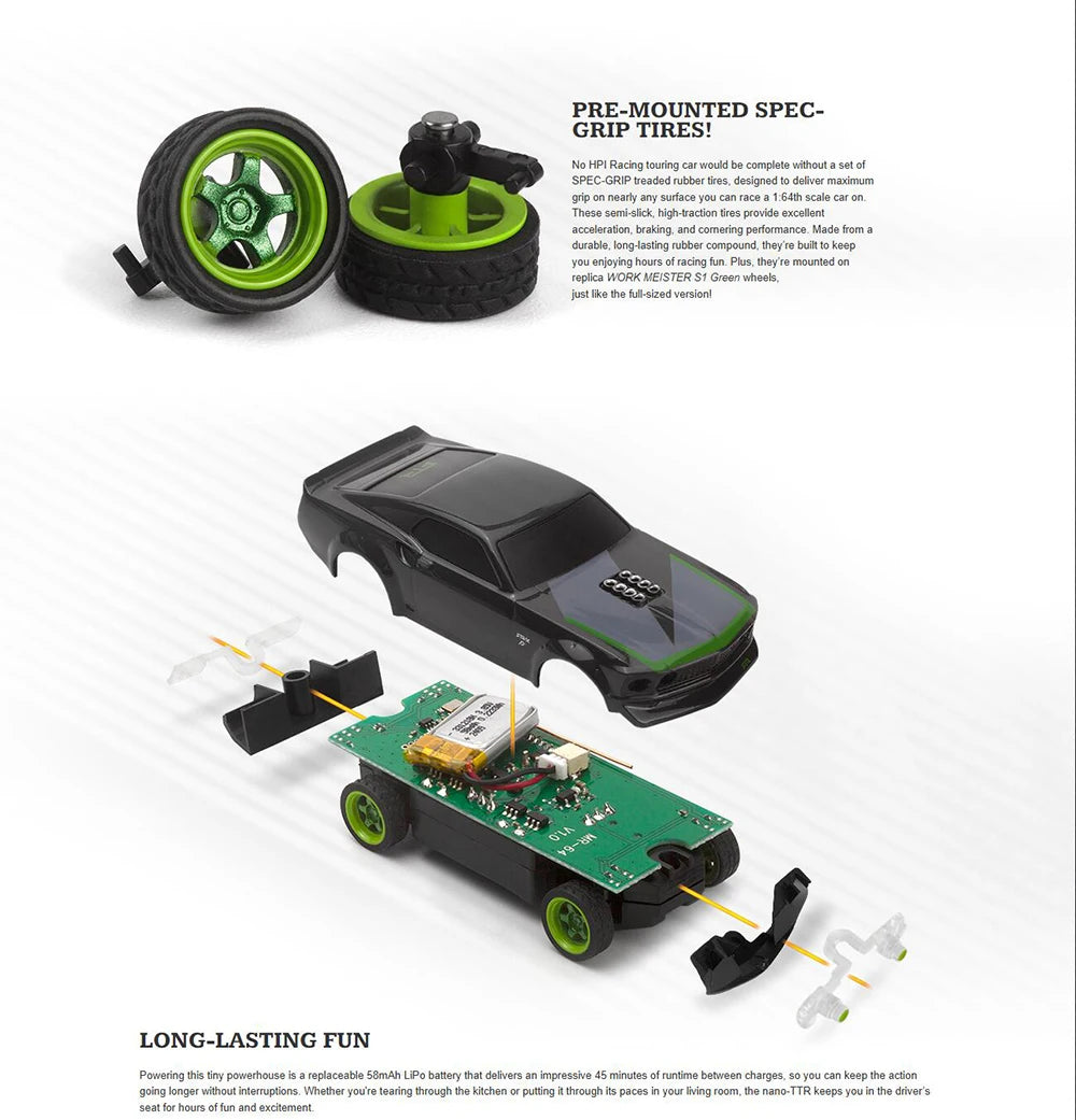 HPI 160980 NANO-TTR 1/64 MINI RC Remote Control On-road Car Desktop Adult Children's Toys