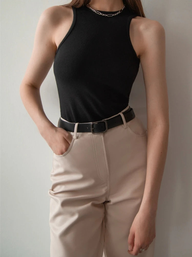 Women's Corset Summer 100% Cotton Crop Top Y2k Knitted Camis O Neck Knit Camisole Sleeveless Vest Solid Slim Tank Tops Women