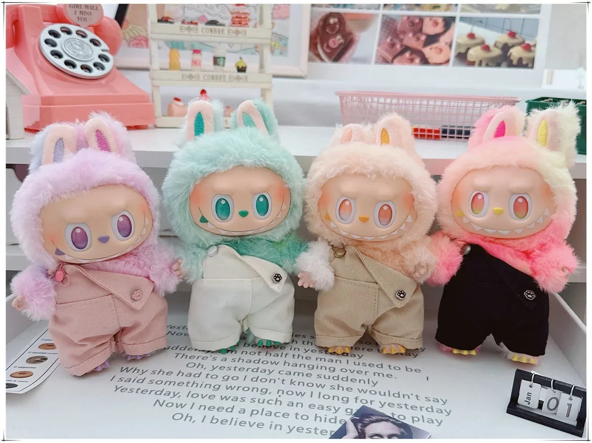 Para 15-17cm Labubu V1 V2 Idol muñeca traje sombrero monos ropa regalo Mini ropa de muñeca de peluche accesorios de atuendo