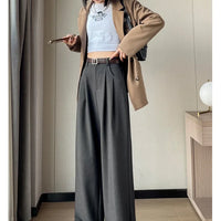 High Waist Slim Fit Straight Leg Suit Pants Wide Leg Casual Trousers Women's Autumn New Arrival Red Color Business Office Wear