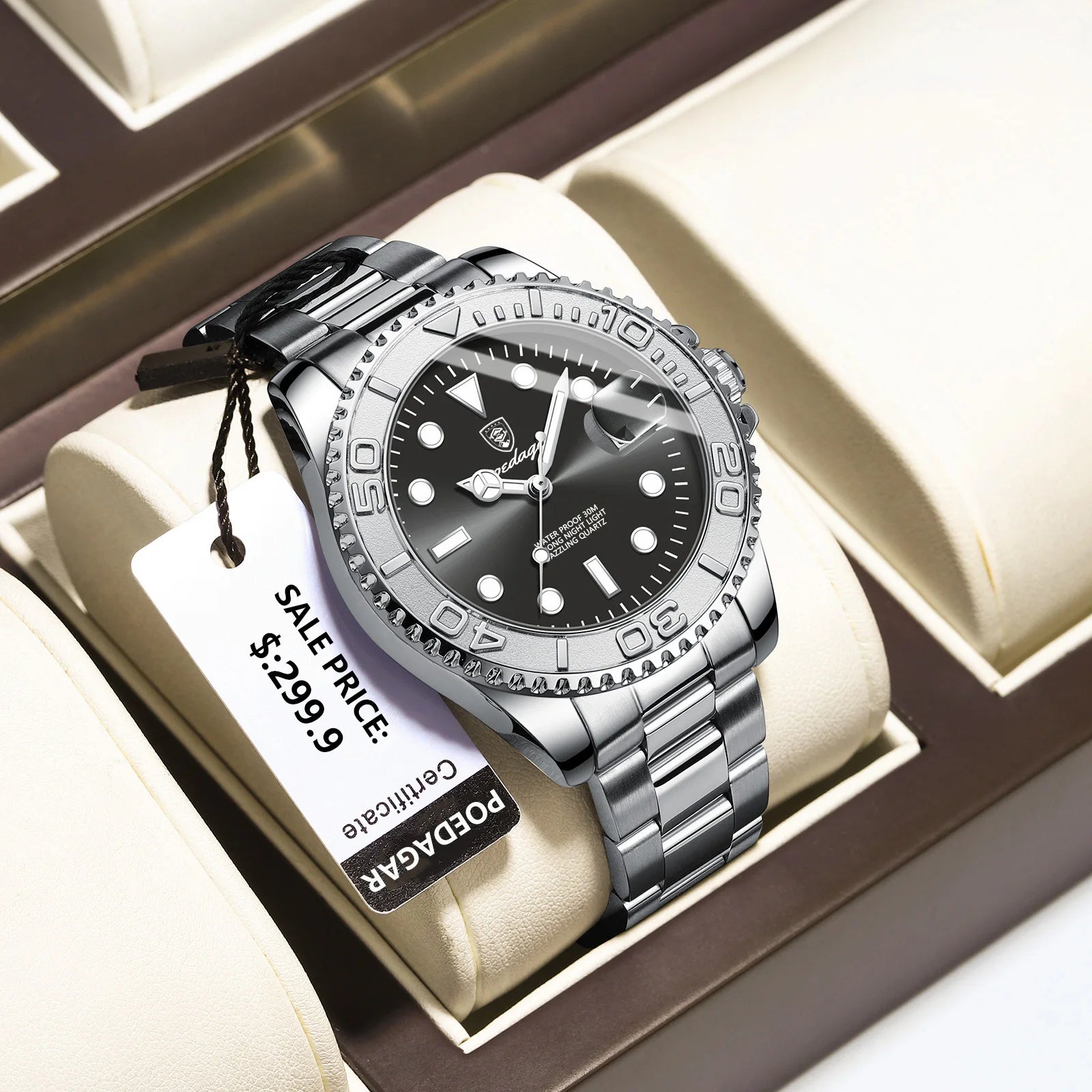 POEDAGAR Business Luxury Man Watch Luminous Waterproof Date Stainless Steel Men Watch High Quality Military Men's Quartz Watches