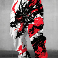 Autumn Men's New Chinese Loong Printed Soft and Comfortable Drawstring Pants Outdoor Urban High Street Pants