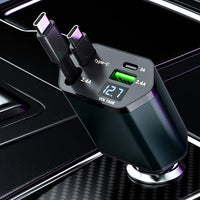 Elough 4 IN 1 Retractable Car Charger Fast Charging USB C To USB C ios Cable Charger USB Type C Car Adapter For iPhone Huawei