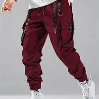 Fashion Men's Casual Techwear Drawstring Multi Flap Pockets Cargo Pants Hip hop Joggers Pant
