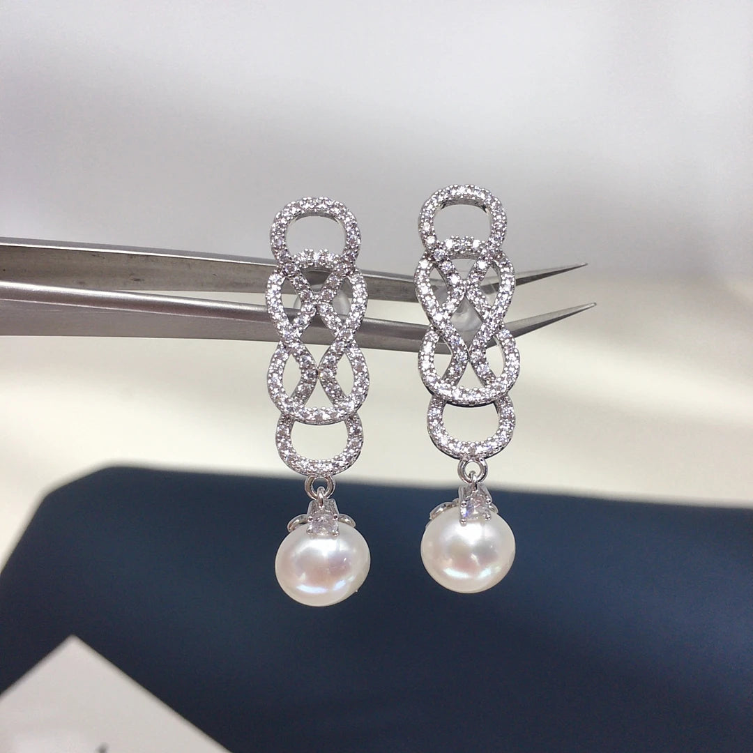Freshwater Pearl Earring Celebrity Style Premium Jewelry Inlaid Sparkling Zircon Entangle Banquet Elegant Wedding Gift For Woman