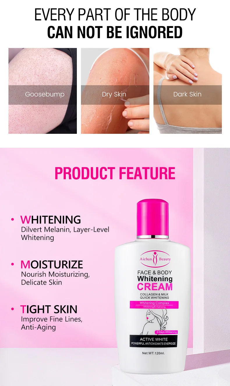 Face Body Bleaching Cream Improve Dark Skin Collagen Face Body Lotion Feminine Gentle Nourishing Dark Korean Skin Care Cream