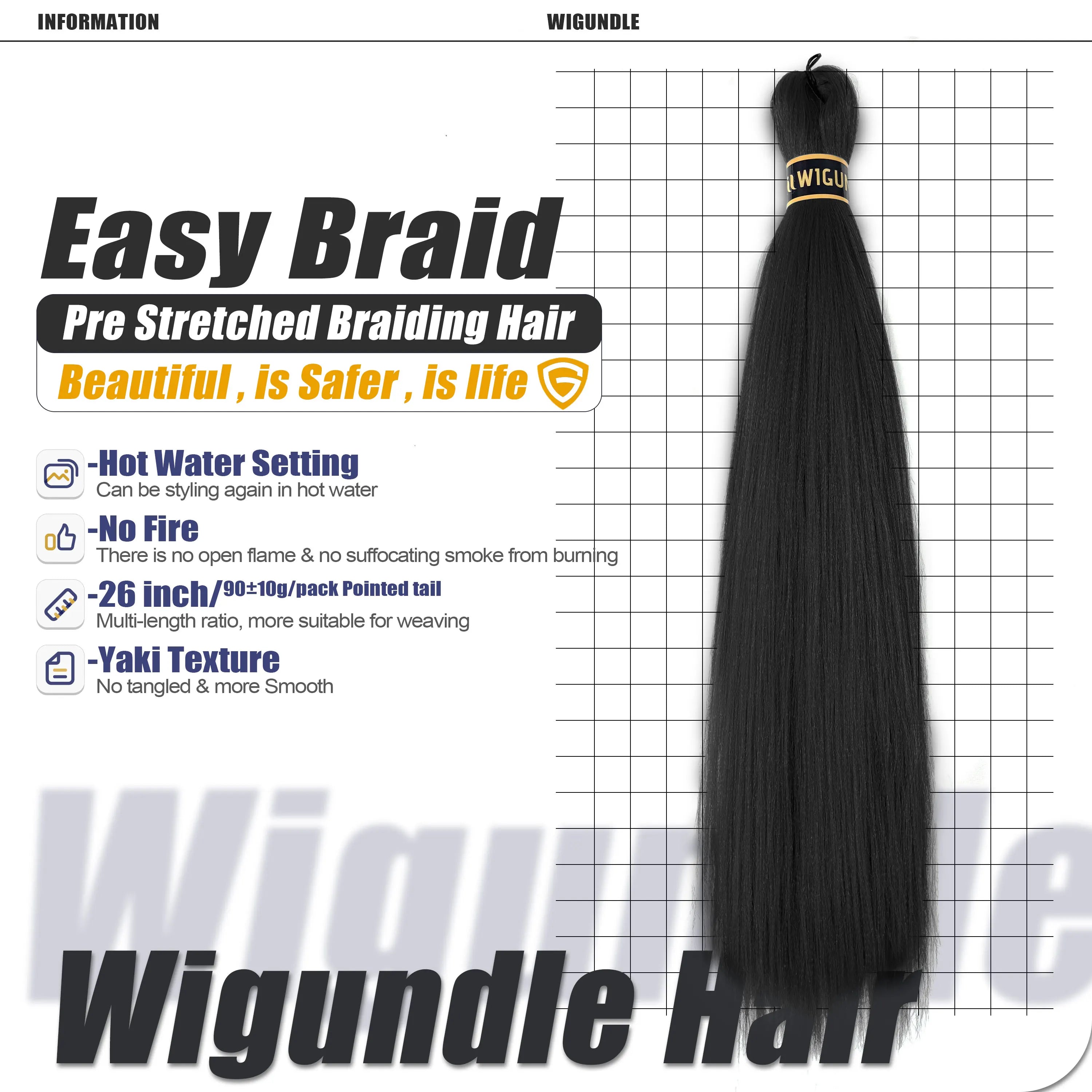 Wigundle Hair Extensions for Women Box Twist Braids Easy Crochet Hair EZ Pre stretched Braiding Hair Flame Retardant Synthetic