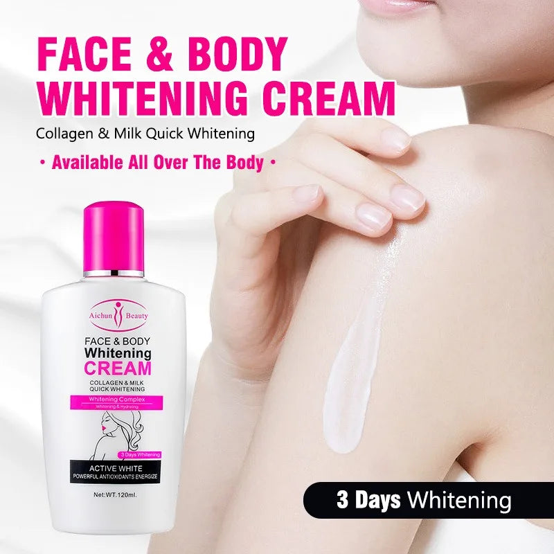 Body Lotion Whitening Moisturizing Dark Skin Bleaching Collagen Milk Face Body Cream Skin Care Body Leg Arm Lightening Smooth
