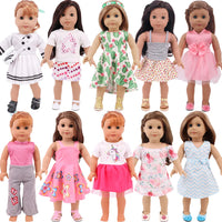 Baby Girls Dress Dolls Clothes Daily Fashion Dress For 18 inch American Doll Girl's Accessories 43Cm Baby Reborn,Generation Gift