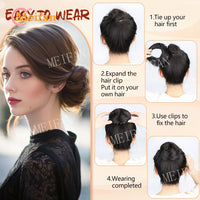 Messy Straight Hair Bun Hair Extensions Synthetic Mini Hair Clip Bun Hairbands Donut Wig Accessories High Bun Hair Extensions