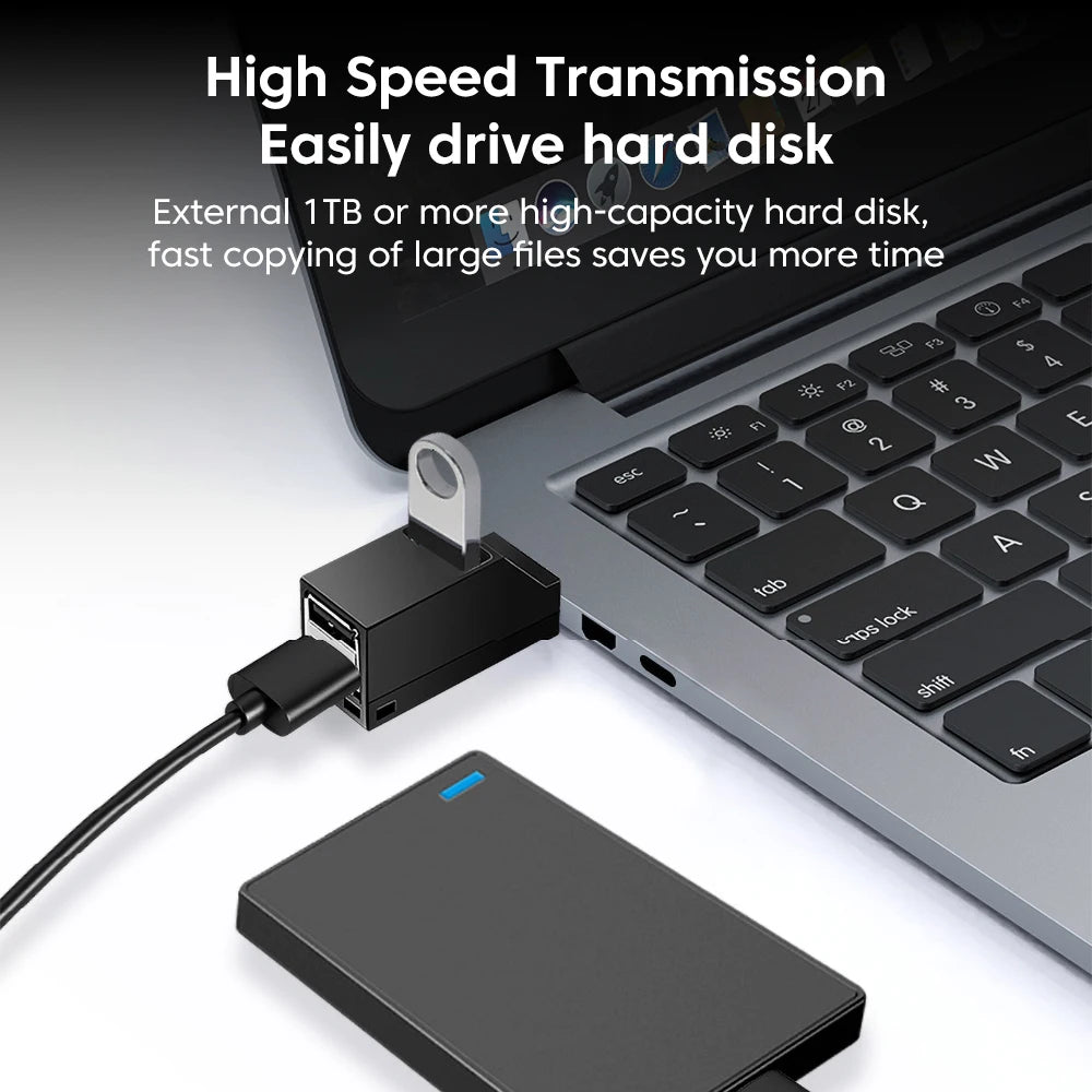 Elough HUB USB Type C High Speed Cable Splitter USB 3.0 Multipuertos HUB Adapter Extender For PC Portable USB Disk Card Reader