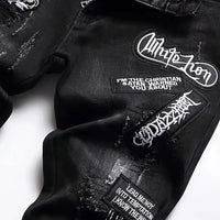 European and American new washed hole Zhangzai trendy fashion jeans