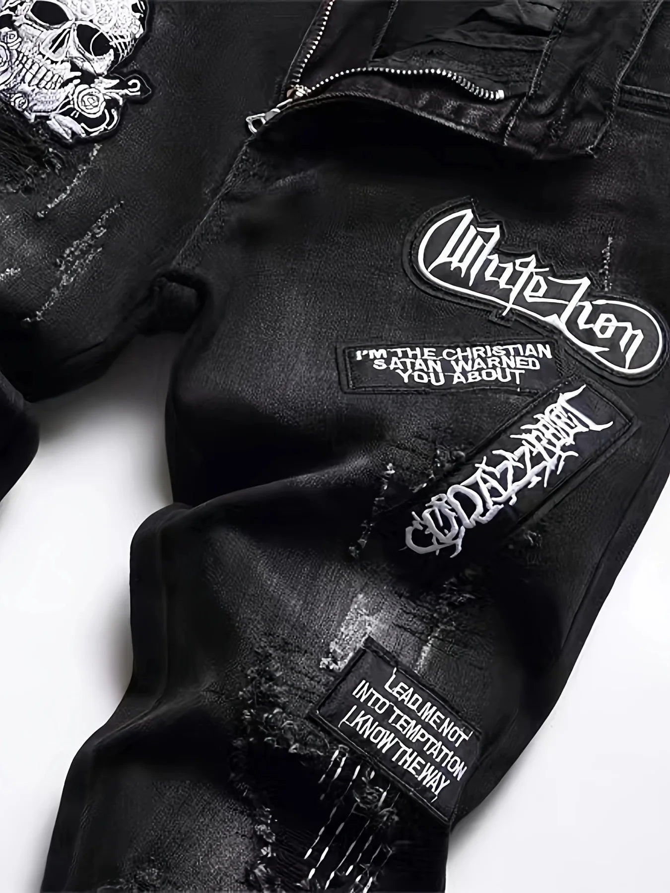 European and American new washed hole Zhangzai trendy fashion jeans