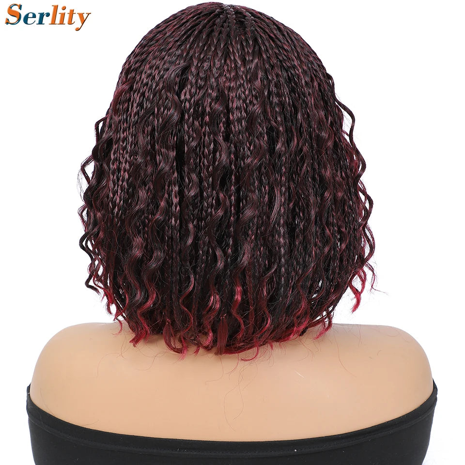 New Style Bob Box Braided Wigs For Black Women 12inches Synthetic Box Braids Crochet Hair Wigs On Sale Clearance Short Black Wig