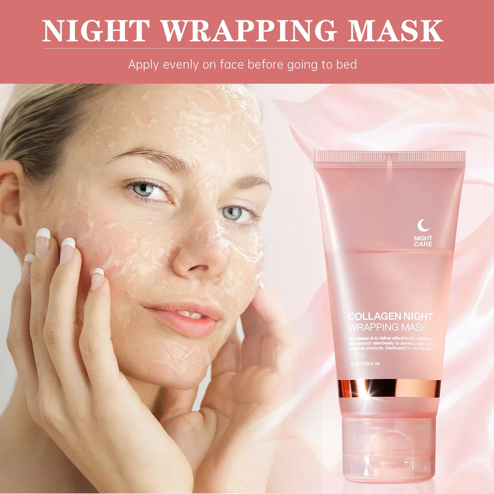 Face Mask Collagen Night Wrapping Mask Elasticity Hydration Reduces Sagging Dullness Hydrolyzed Collagen Skin Care Products 75ml