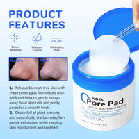 KOEC Zero Pore Pads 70Pads and Red Succinic Acid Facial Peeling Pads , for Exfoliation and Pore Care with AHA Lactic Acid