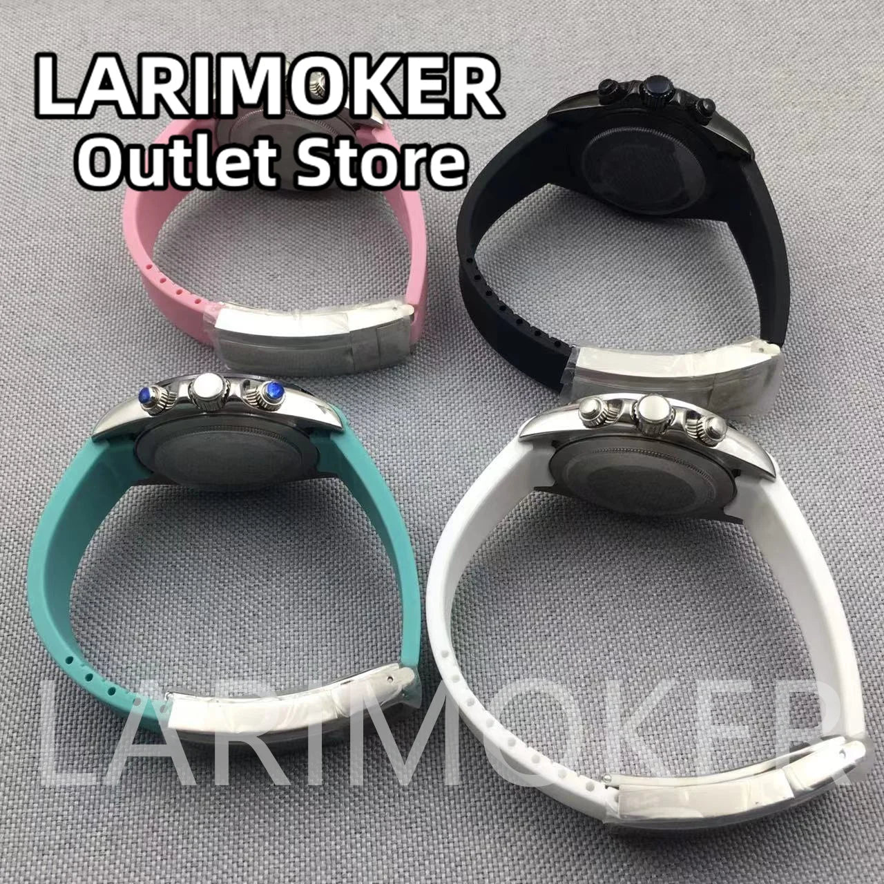 LARIMOKER 39mm Chronograph VK64 Quartz Watch For Men Sapphire Glass Luminous Hand Blue Black White Pink Rubber Bracelet Watch