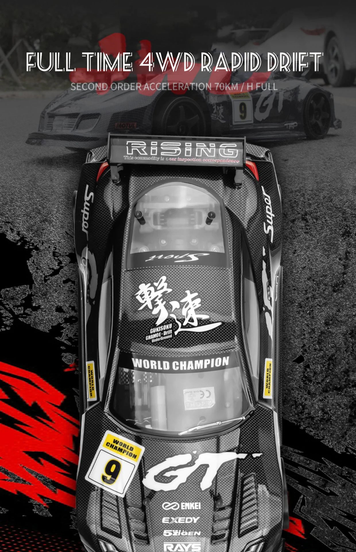 1:10 70km/H Remote Control Car 4wd High Speed Drift 2.4g Rc Car Shock Absorber Anti-Collision Rc Toys Christmas Gift