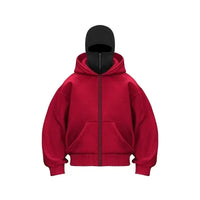 women's Men's and Balaclava Y2K Gothic Harajuku winter new item double hooded sweatshirt men's hooded mask zipper sportswear