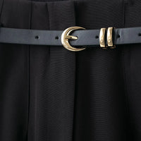 Faionable High Waist Belted Straight Leg Pants Women's Slim Fit Casual Autumn New Arrival Street Sle Polyester Fiber