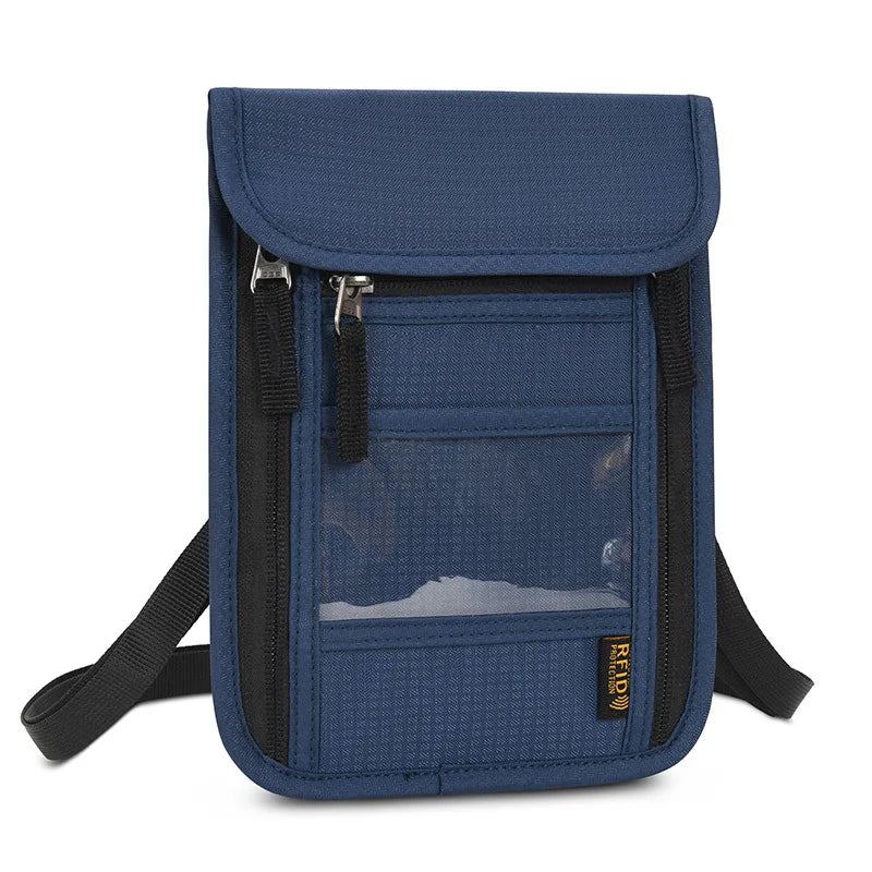 Travel Passport Bag Neck Document Bag Nylon Wallet Family Rfid Blocking Multi-Pockets Anti-Theft Credit Card Passport Holder New