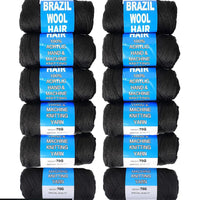 2/3/5/12pc Brazilian Wool Hair Synthetic Crochet Hair Extensions for Women African Hair Yarn for Natural Black, Jumbo Braids ﻿