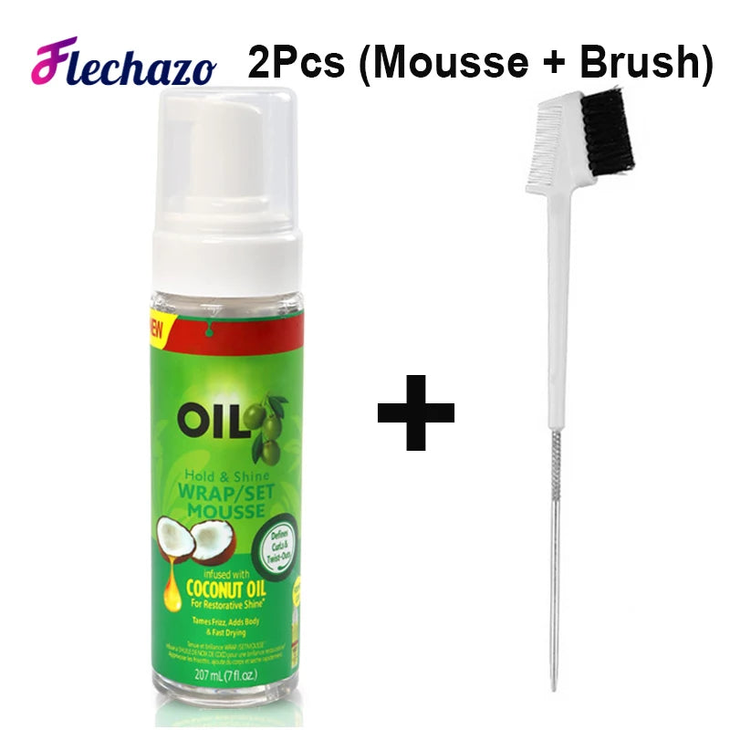 Wrap Foam Mousse With Brush Comb Olive Oil Foaming Mousse For Braids Curls Waves All Hairstyle Tames Frizz Mousse/Setting