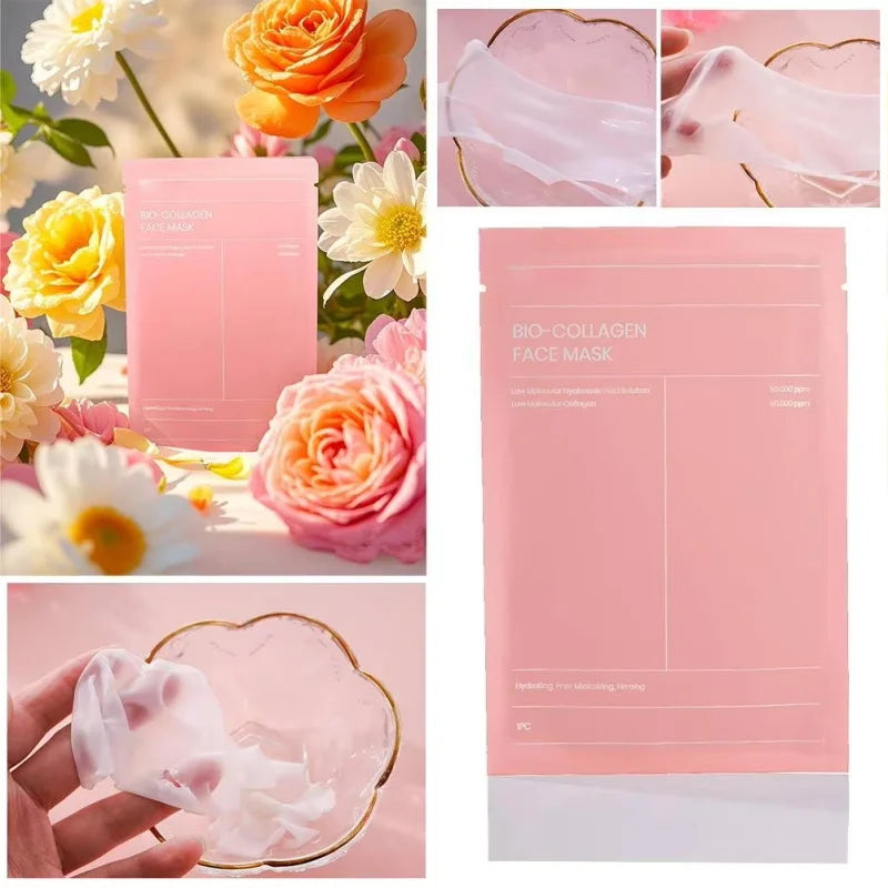 5/10/15/20 Bio Collagen Face Mask Shrink Pores Deep Hydrating Moisturizing Split Mask Firming Nourish Brighten Facial Skin Care